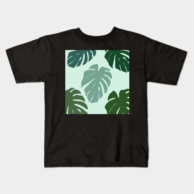 Monstera Leaves Pattern Kids T-Shirt by LittleFlairTee